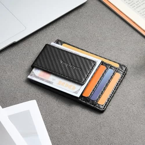 Toughergun Slim Wallet RFID Blocking Money Clip 10.16cm x 7.62cm x 0.76cm | Magnetic Front Pocket Card Holder thumbnail 3