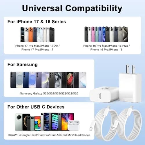 DESOFICON USB C to USB C Charging Cable 2 Pack 10ft (3.05m) | 60W PD Fast Charging Cord thumbnail 4