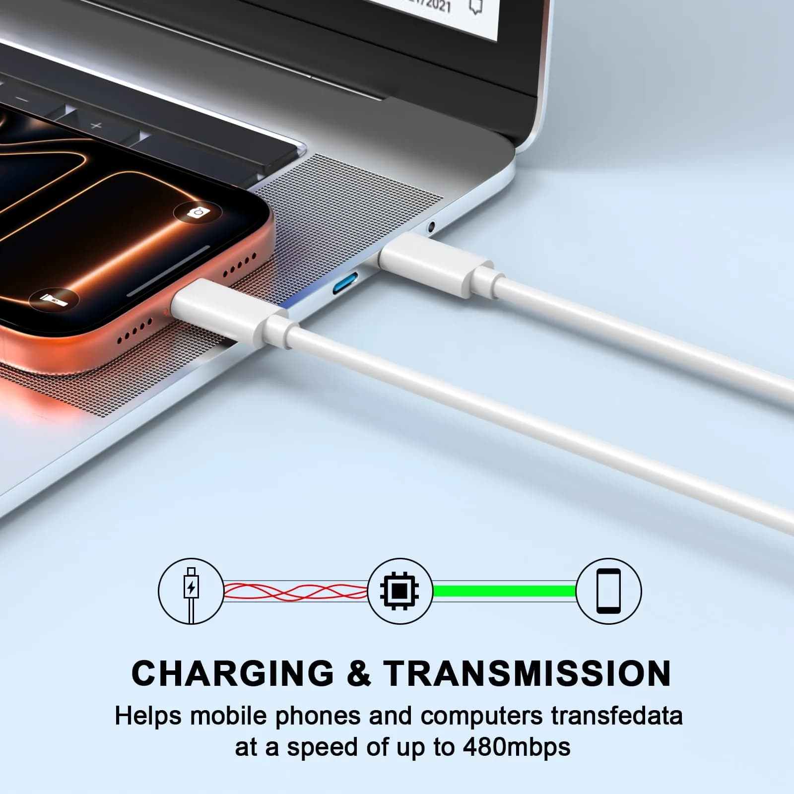 DESOFICON USB C to USB C Charging Cable 2 Pack 10ft (3.05m) | 60W PD Fast Charging Cord - view 2