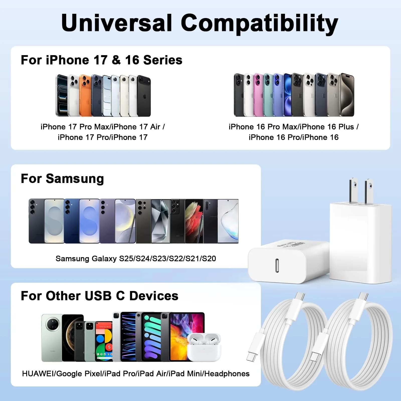 DESOFICON USB C to USB C Charging Cable 2 Pack 10ft (3.05m) | 60W PD Fast Charging Cord - view 4