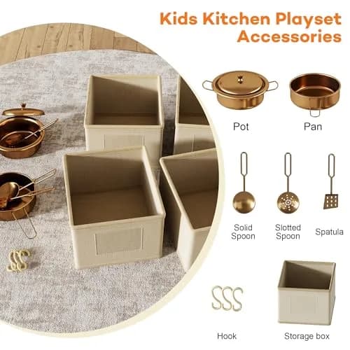 knoworld Wooden Play Kitchen for Kids – Smart Storage with Cabinets & Bins, Modern Toddler Kitchen Playset with Stove, Sink & Accessories, Gift for Ages 3+, White | Realistic, Durable, Safe thumbnail 8