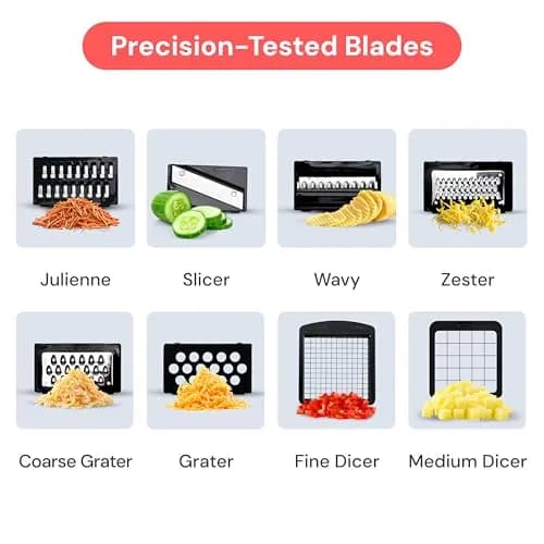 fullstar Pro Original Vegetable Chopper & Mandoline Slicer Kitchen Gadget with Container, 8 Stainless Steel Blades | Fast Prep for Indian Kitchens thumbnail 4