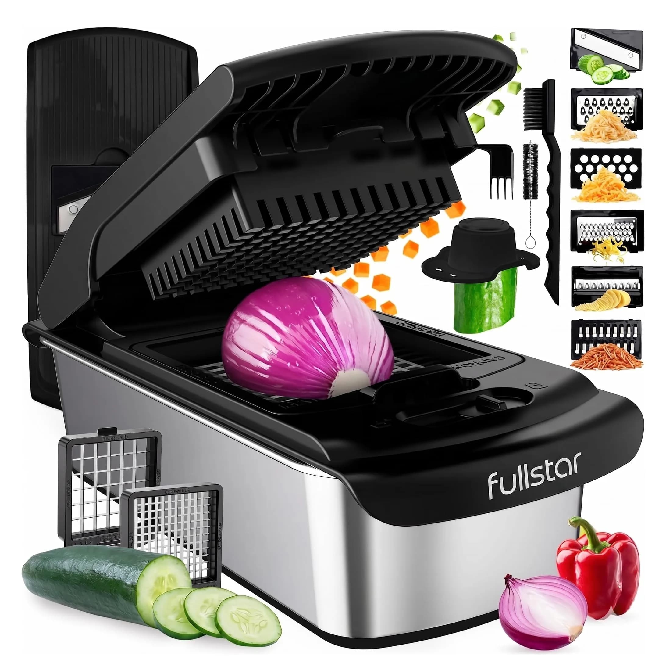 fullstar Pro Original Vegetable Chopper & Mandoline Slicer Kitchen Gadget with Container, 8 Stainless Steel Blades | Fast Prep for Indian Kitchens - main product image