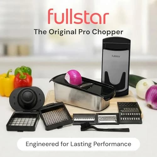 fullstar Pro Original Vegetable Chopper & Mandoline Slicer Kitchen Gadget with Container, 8 Stainless Steel Blades | Fast Prep for Indian Kitchens thumbnail 2