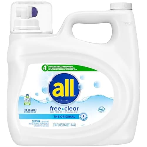 all Liquid Laundry Detergent Free Clear, Unscented, 3.5 L (118 Fl Oz) | Dermatologist Recommended for Sensitive Skin thumbnail 1