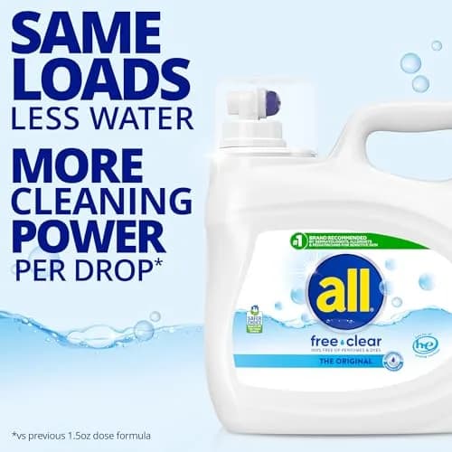 all Liquid Laundry Detergent Free Clear, Unscented, 3.5 L (118 Fl Oz) | Dermatologist Recommended for Sensitive Skin thumbnail 4