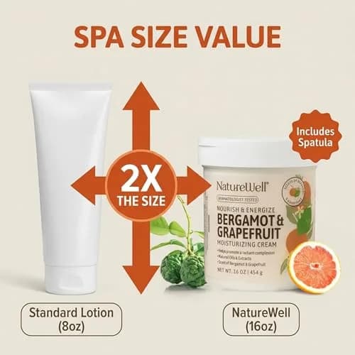 NATURE WELL Bergamot & Grapefruit Nourish & Energize Body Cream 473ml (16 Oz) | Dermatologist Tested for Daily Use thumbnail 7