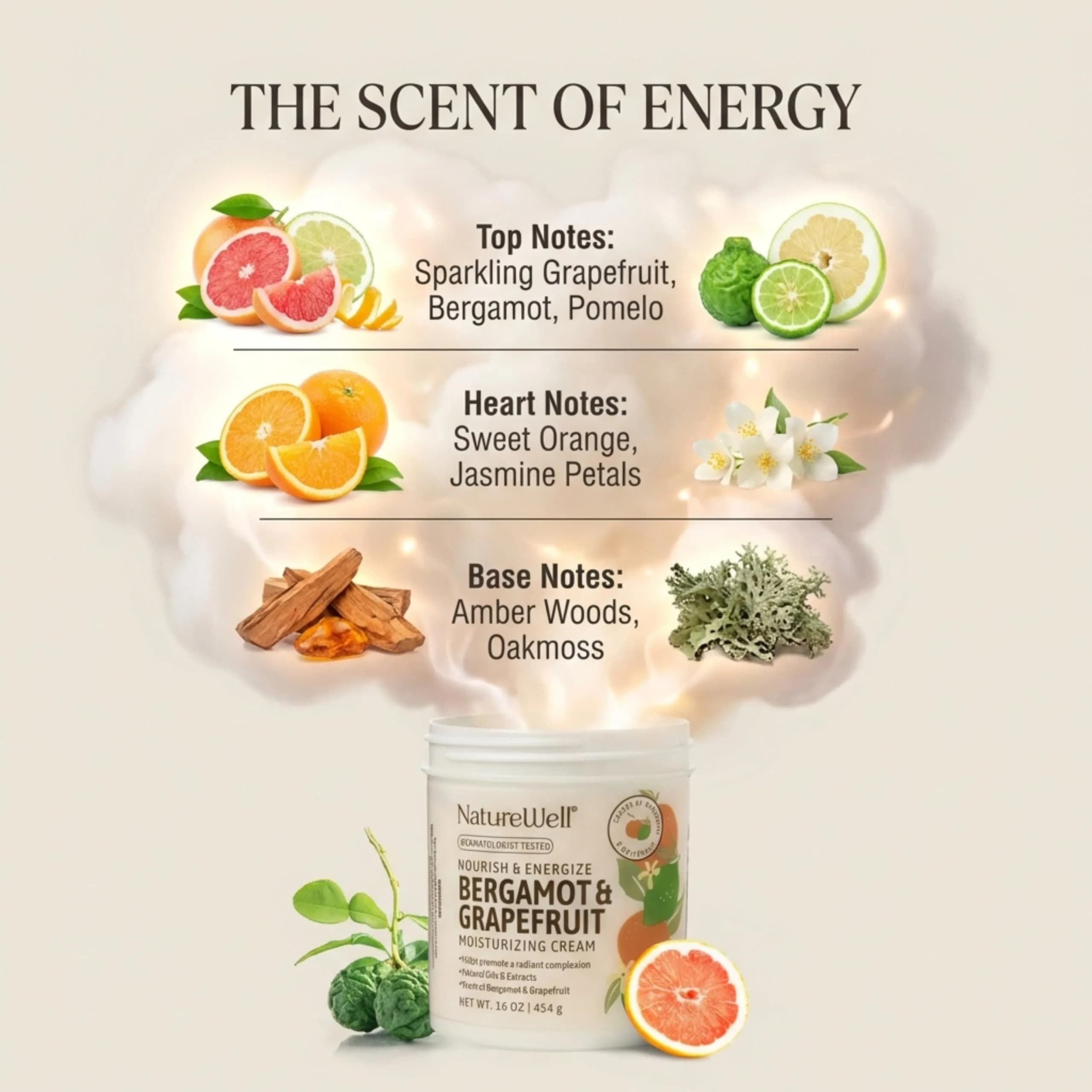 NATURE WELL Bergamot & Grapefruit Body Cream 16 Oz | Energizing Moisturizer for Dry Skin - view 4