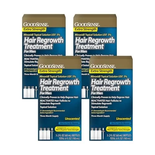 GoodSense Minoxidil Topical Solution USP 5% for Men, Extra Strength, 6 Fl Oz (Pack of 4) | Reactivates Hair Follicles thumbnail 1