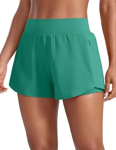 CRZ YOGA 2 in 1 Double Layer Running Shorts 3" Cascadia Green Medium | Ultra Soft, Quick Dry, 86% Polyester thumbnail 1