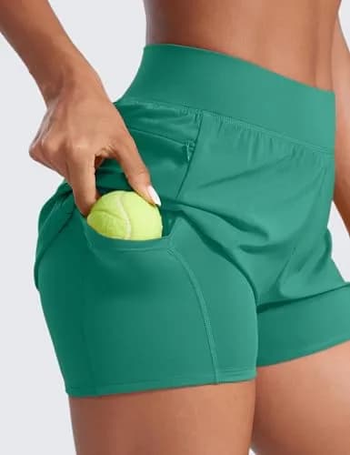 CRZ YOGA 2 in 1 Double Layer Running Shorts 3" Cascadia Green Medium | Ultra Soft, Quick Dry, 86% Polyester thumbnail 3