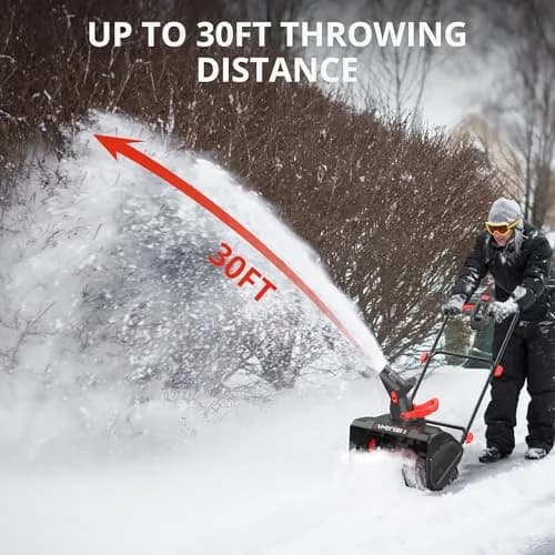 AMERISUN 18" Electric Snow Blower Lightweight for Driveway & Small Yard | 30 FT Throw, 15-Amp Corded Power thumbnail 5