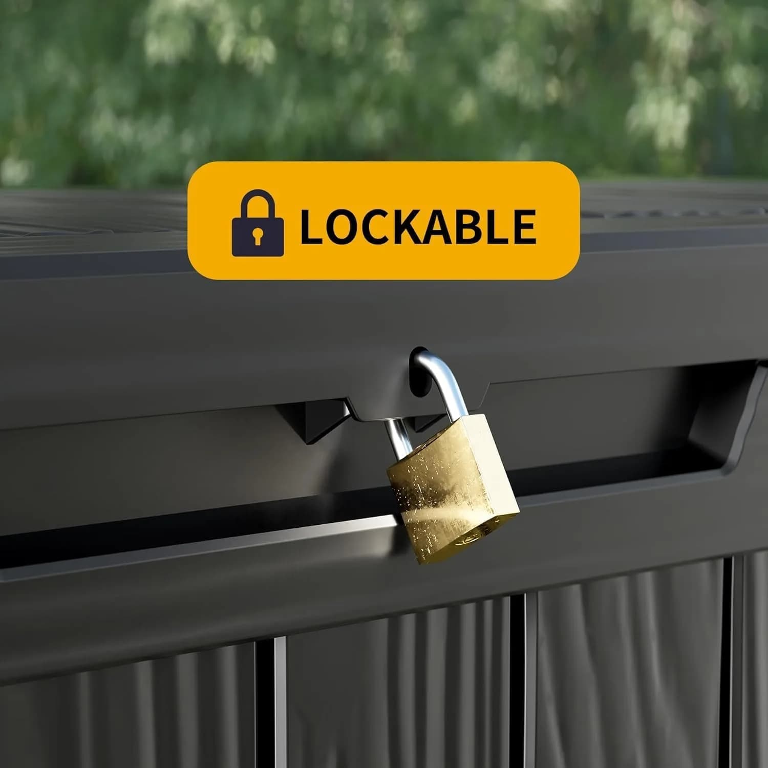 Yardgrace 180 Gallon Deck Box Organizer with Lockable Lid, Black – Large Resin Outdoor Storage and Seating (70-120c) - view 5