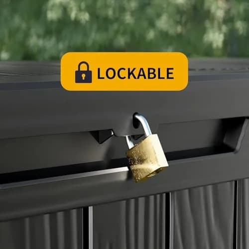 Yardgrace 180 Gallon Deck Box Organizer with Lockable Lid, Black – Large Resin Outdoor Storage and Seating (70-120c) thumbnail 5
