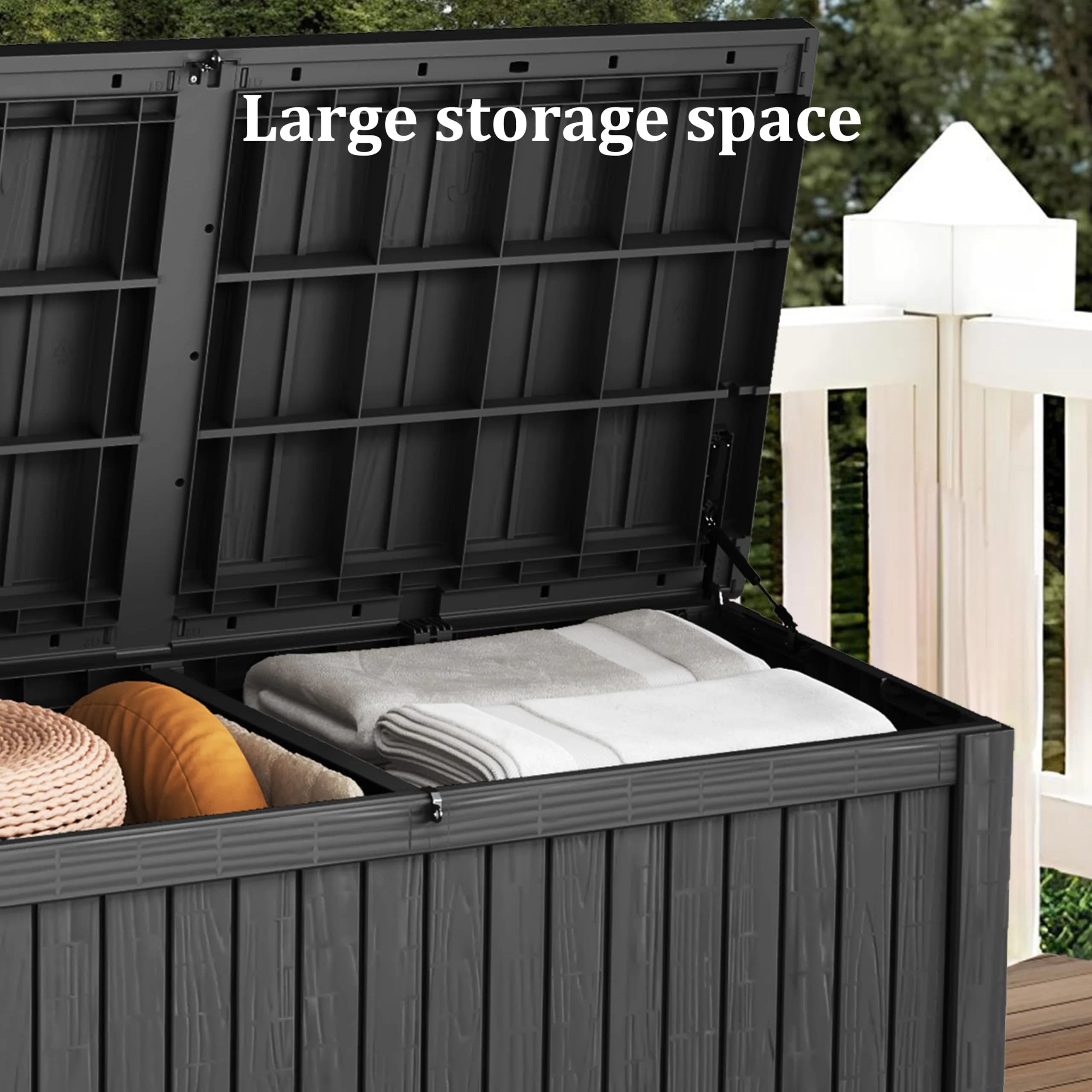 Yardgrace 180 Gallon Deck Box Organizer with Lockable Lid, Black – Large Resin Outdoor Storage and Seating (70-120c) - view 8