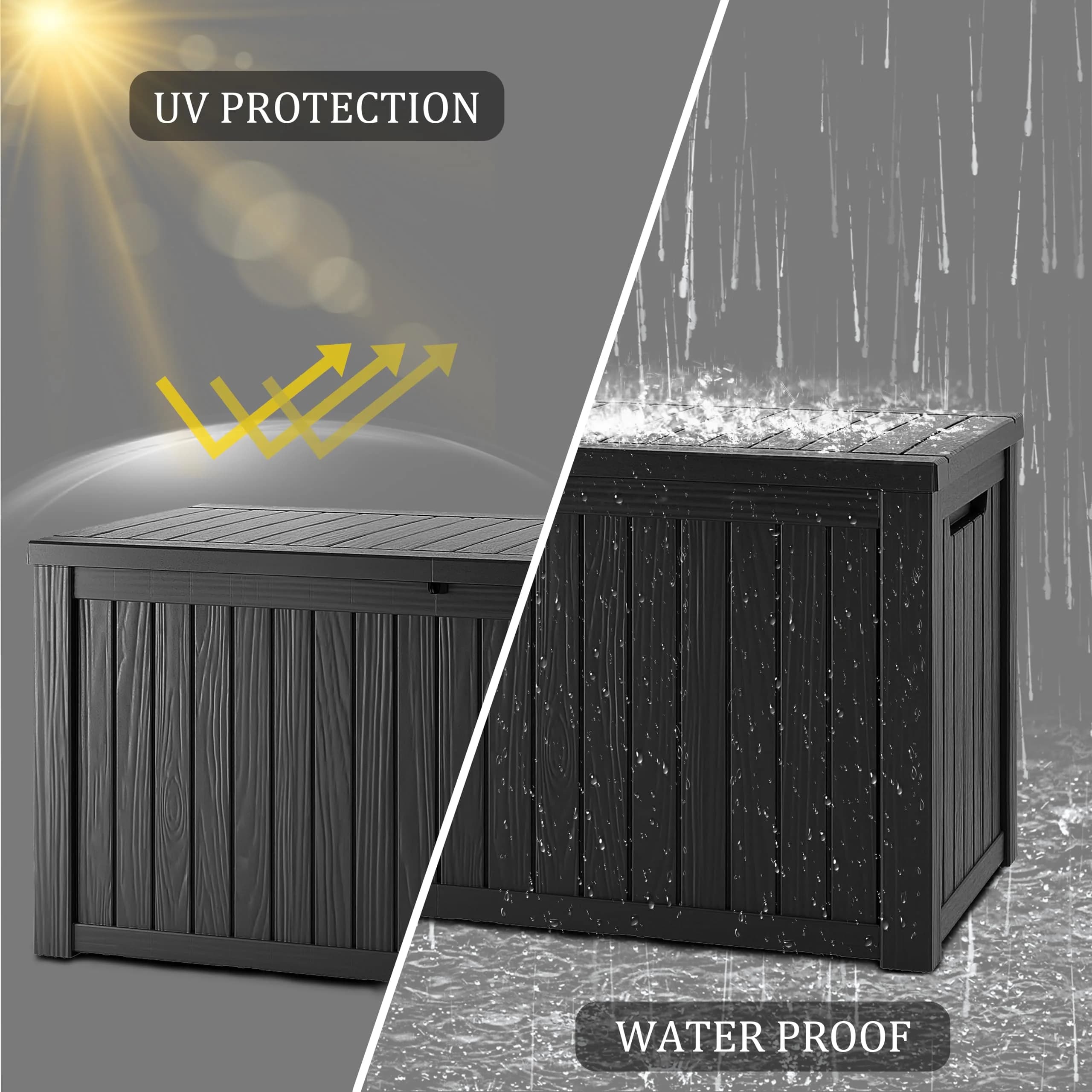 Yardgrace 180 Gallon Deck Box Organizer with Lockable Lid, Black – Large Resin Outdoor Storage and Seating (70-120c) - view 3