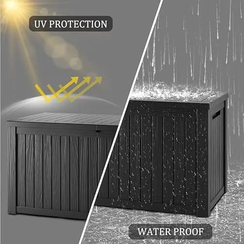 Yardgrace 180 Gallon Deck Box Organizer with Lockable Lid, Black – Large Resin Outdoor Storage and Seating (70-120c) thumbnail 3