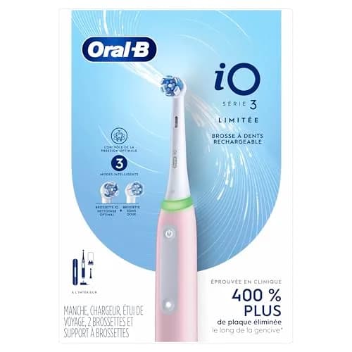 Oral-B iO3 Limited Deep Clean Electric Toothbrush Azalea Pink | 2 Brush Heads, Travel Case, Visual Pressure Sensor thumbnail 7