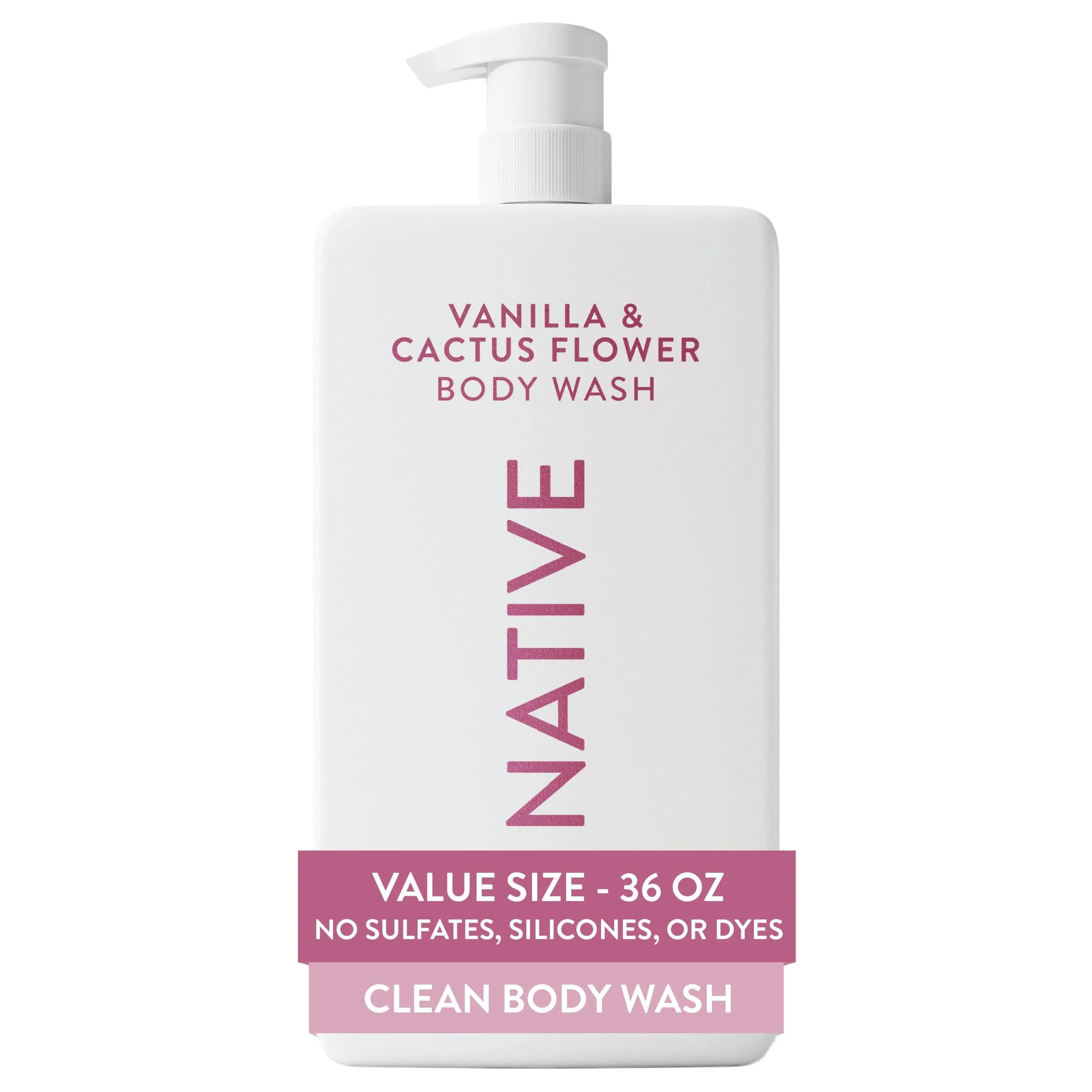 Native Vanilla & Cactus Flower Body Wash 1065ml (36 Fl Oz) | Gentle pH-Balanced Cleanser for Sensitive Skin - main product image