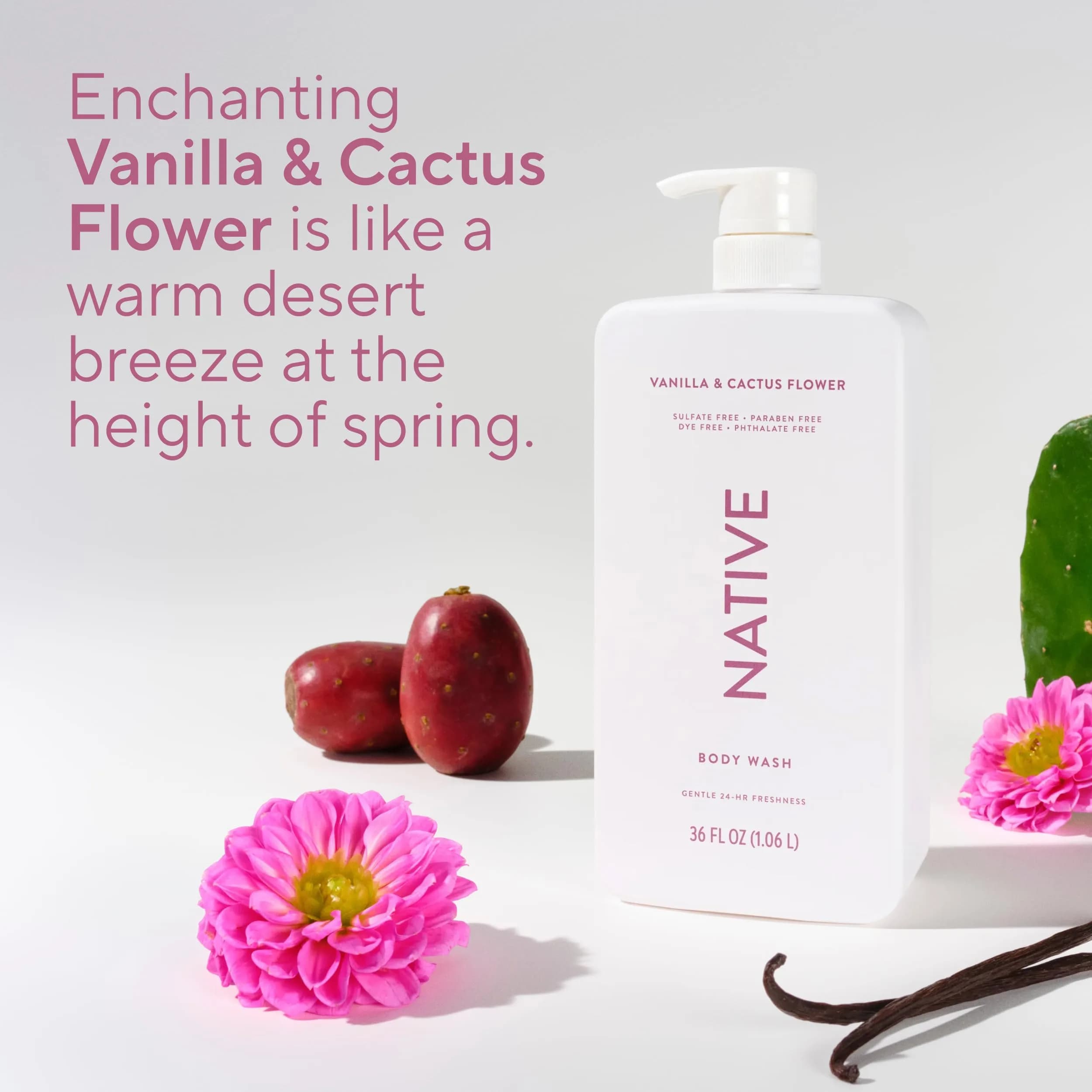 Native Vanilla & Cactus Flower Body Wash 1065ml (36 Fl Oz) | Gentle pH-Balanced Cleanser for Sensitive Skin - view 5