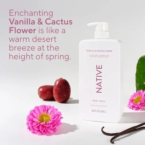 Native Vanilla & Cactus Flower Body Wash 1065ml (36 Fl Oz) | Gentle pH-Balanced Cleanser for Sensitive Skin thumbnail 5