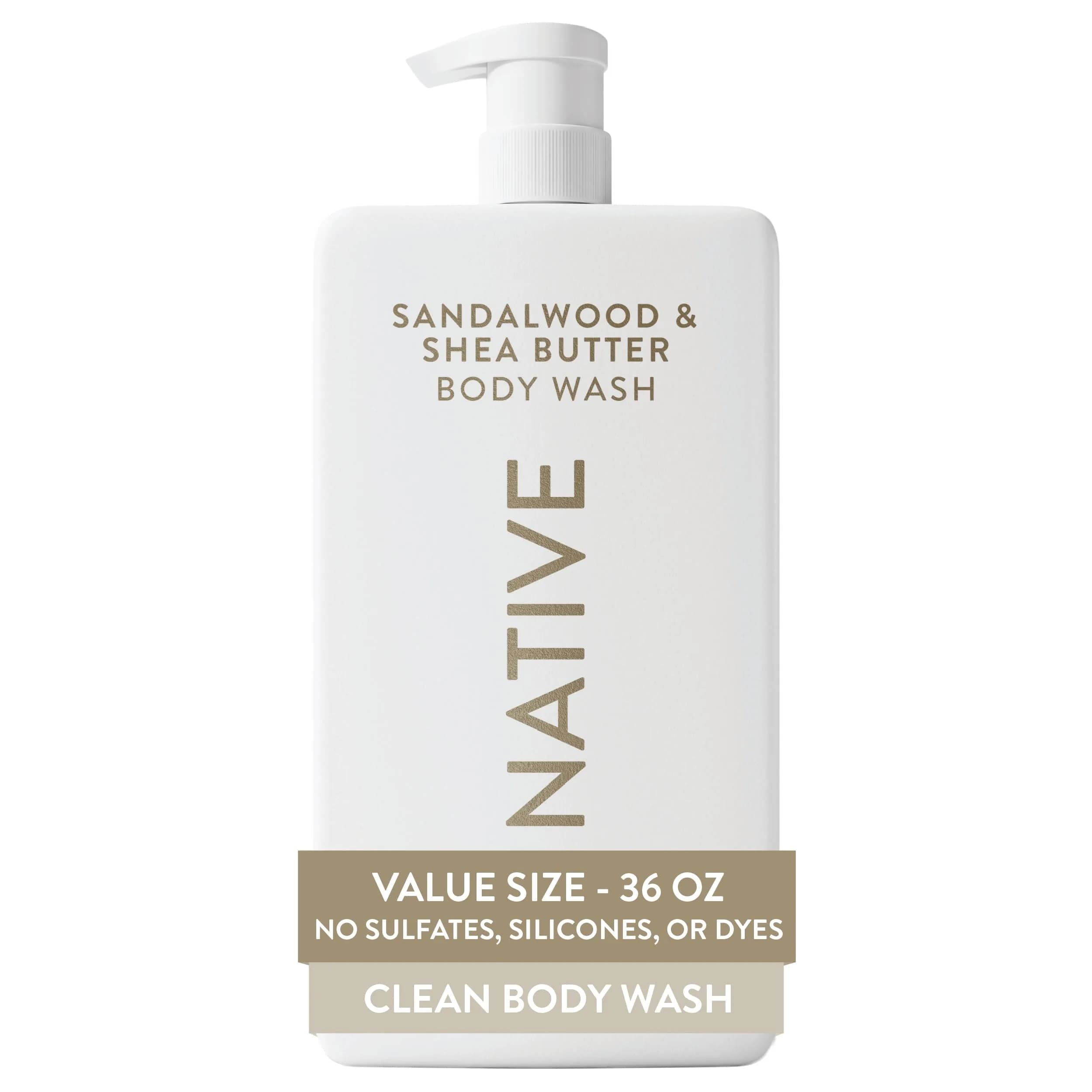 Native Sandalwood & Shea Butter Body Wash 1014ml (36 Fl Oz) | Gentle pH-Balanced for Sensitive Skin - main product image