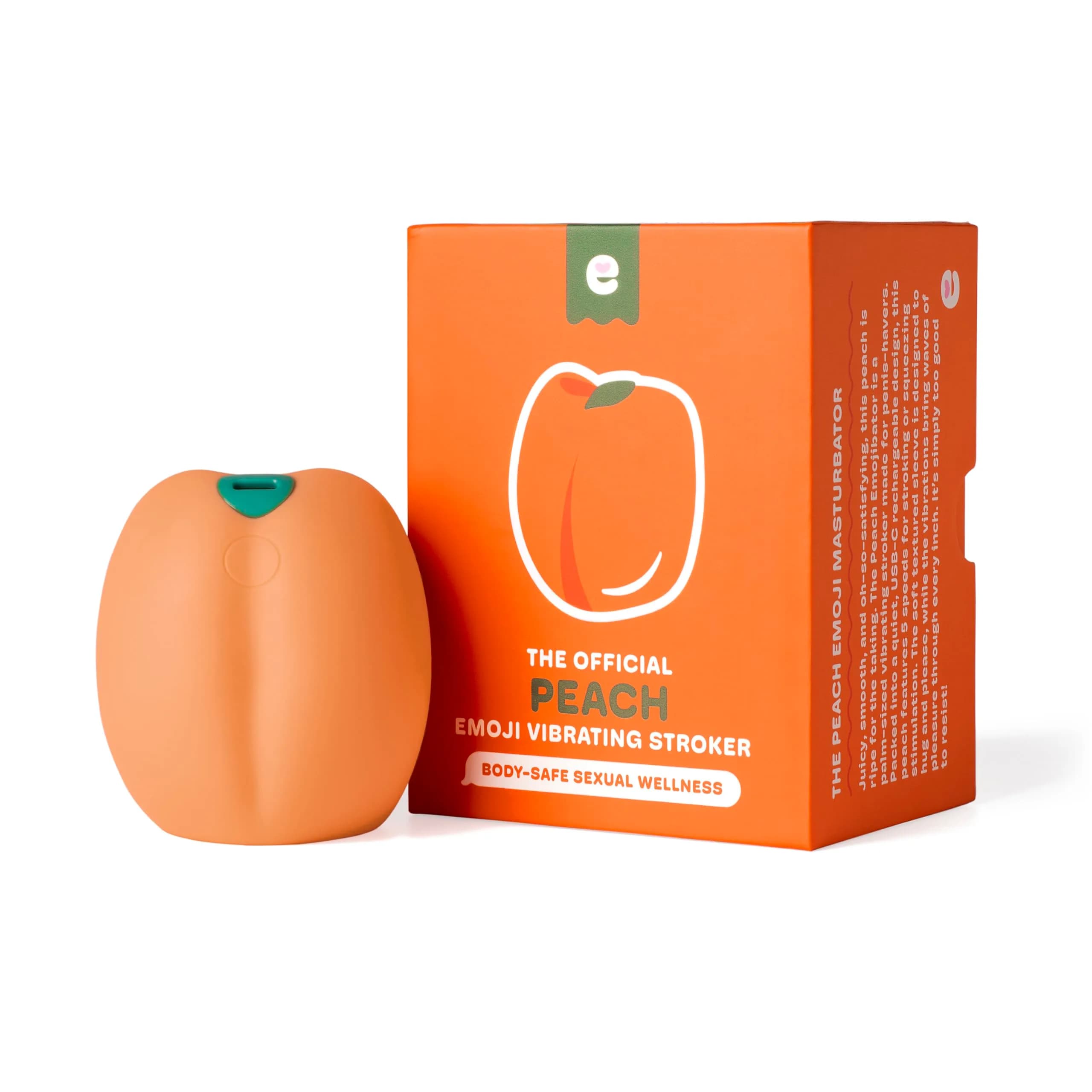 Emojibator Peach Personal Massager for Men | Waterproof, 5 Speeds, Body-Safe Silicone, USB Rechargeable — Peach