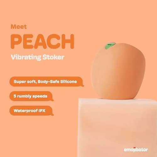 Emojibator Peach Personal Massager for Men | Waterproof, 5 Speeds, Body-Safe Silicone, USB Rechargeable thumbnail 2