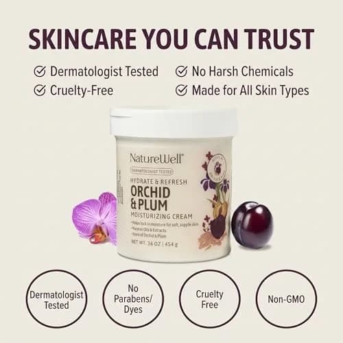 NATURE WELL Orchid & Plum Body Cream 473ml (16 Oz) | Dermatologist Tested Hydration thumbnail 5