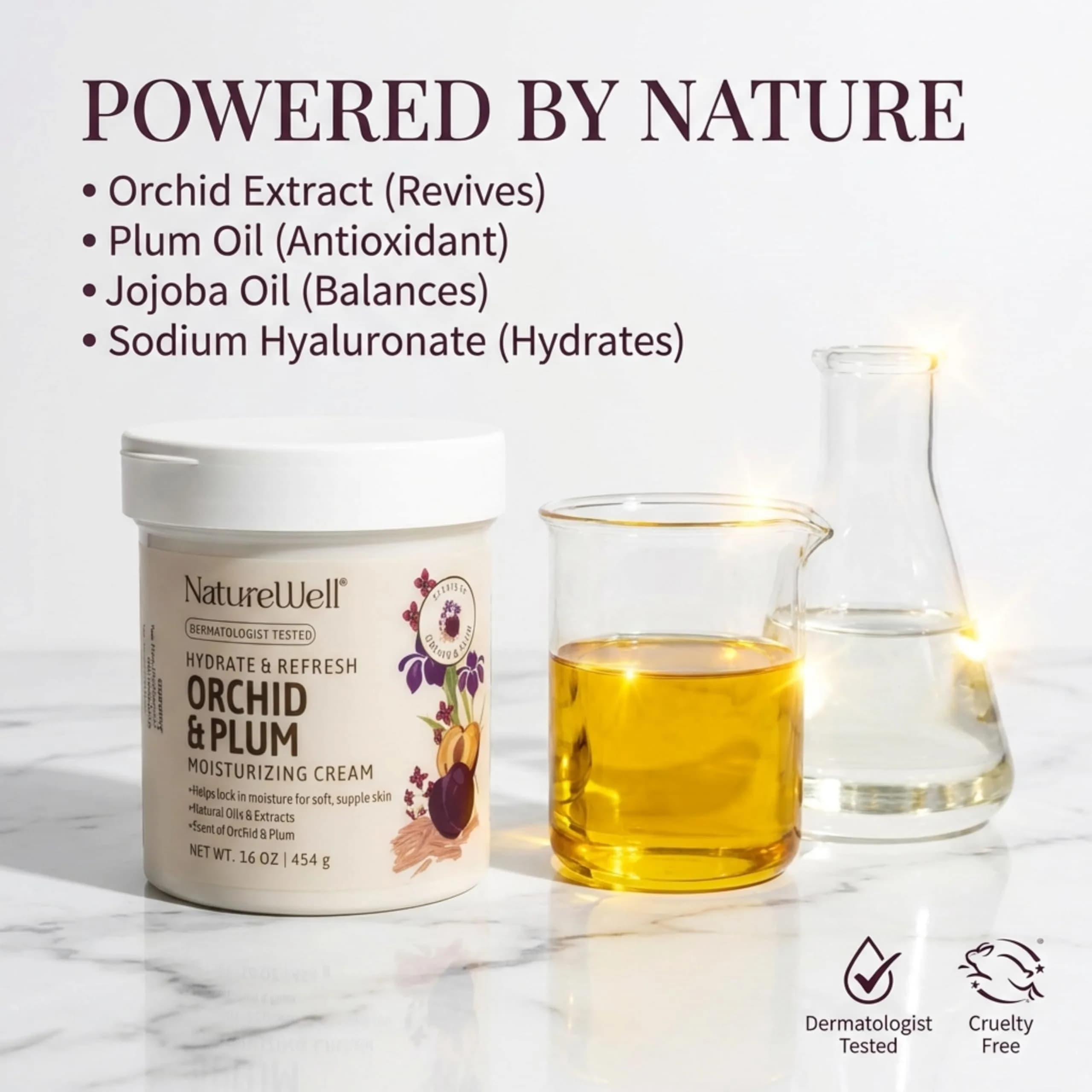 NATURE WELL Orchid & Plum Body Cream 16 Oz | Hydrating Moisturizer for Dry, Sensitive Skin - view 4