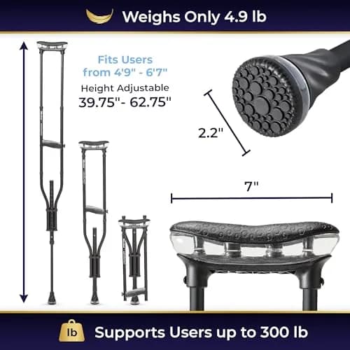 MD by DRIVE Air-Crutch Lightweight Walking Crutch 300-lb Capacity Black | Unmatched Comfort & Stability thumbnail 4