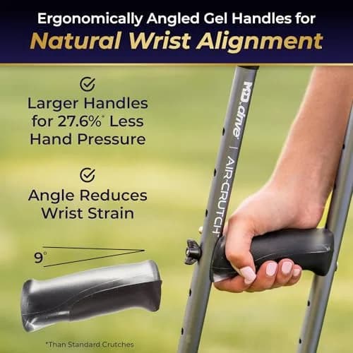 MD by DRIVE Air-Crutch Lightweight Walking Crutch 300-lb Capacity Black | Unmatched Comfort & Stability thumbnail 6