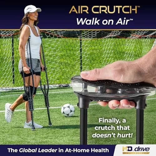 MD by DRIVE Air-Crutch Lightweight Walking Crutch 300-lb Capacity Black | Unmatched Comfort & Stability thumbnail 2