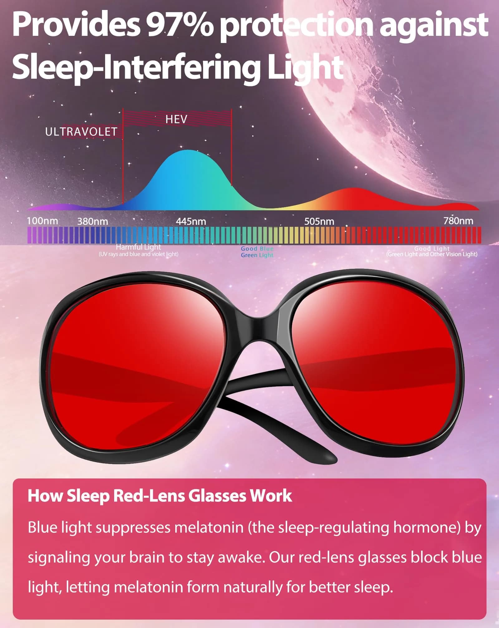 Joopin B27-black/Sleep Red Oversized Butterfly Sunglasses for Women with Polarized UV400 Protection - view 3