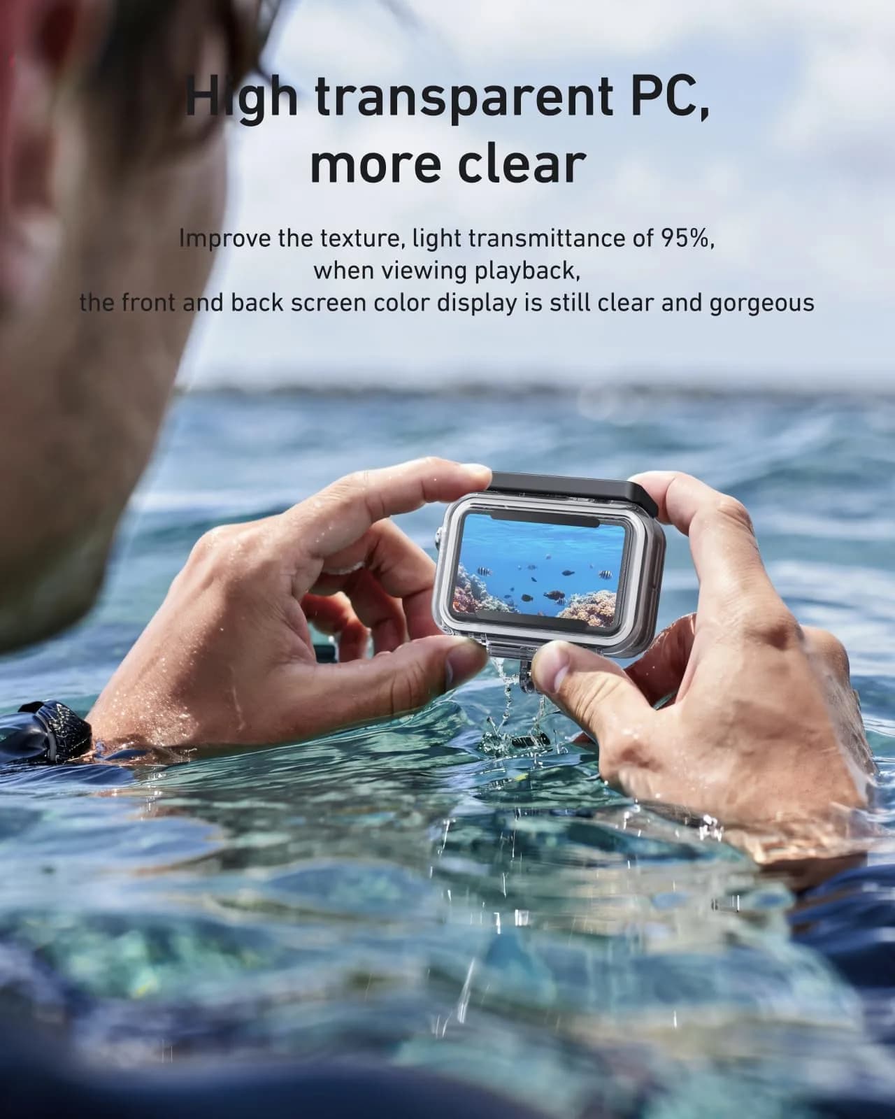 TELESIN Action 6 Waterproof Case Combo - 60m Deep Diving Housing with Floating Stick for DJI Osmo Action 6 - view 2