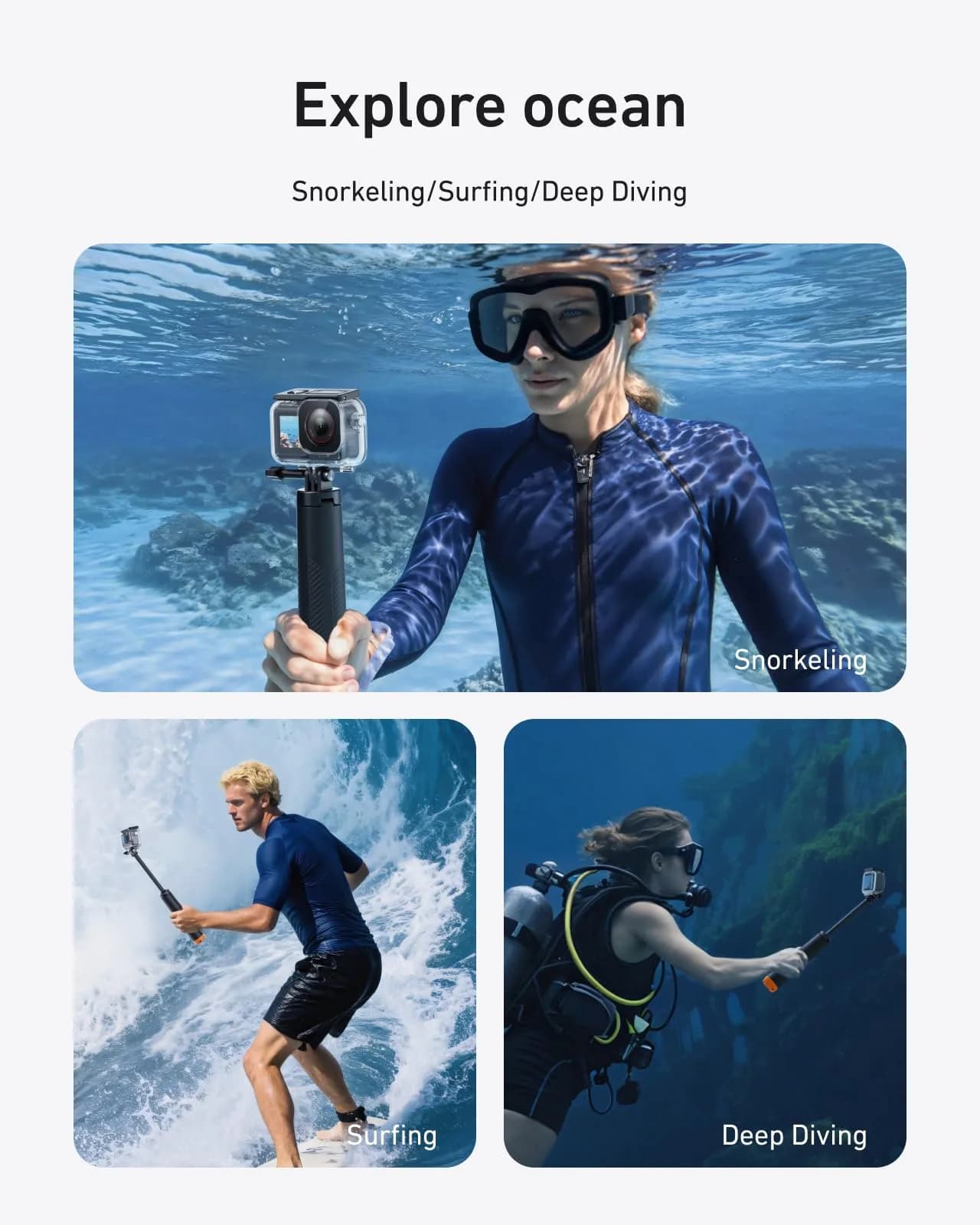 TELESIN Action 6 Waterproof Case Combo - 60m Deep Diving Housing with Floating Stick for DJI Osmo Action 6 - view 3