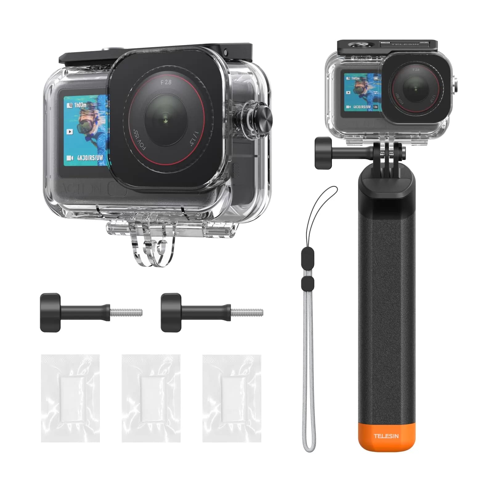 TELESIN Waterproof Case for DJI Osmo Action 6 Camera | 60m (196ft) Deep Diving Housing — Action 6 Waterproof Case Combo