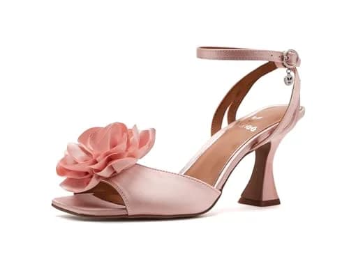 J. Reneé Pomeline Ankle Strap Sandals Light Pink 12 Medium | 3 Inch Heel, Satin Fabric, Square Toe thumbnail 1