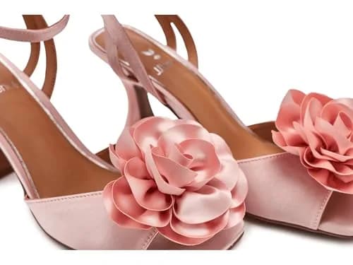J. Reneé Pomeline Ankle Strap Sandals Light Pink 12 Medium | 3 Inch Heel, Satin Fabric, Square Toe thumbnail 6