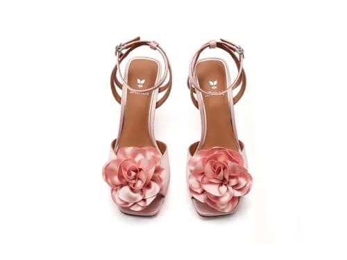 J. Reneé Pomeline Ankle Strap Sandals Light Pink 12 Medium | 3 Inch Heel, Satin Fabric, Square Toe thumbnail 2