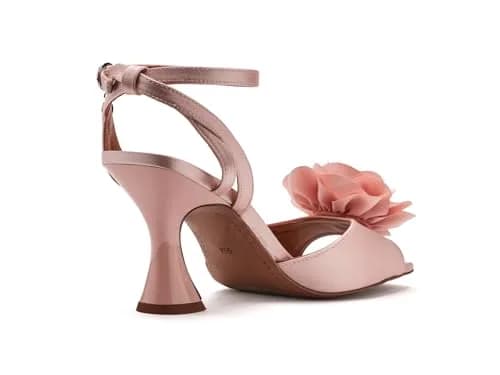 J. Reneé Pomeline Ankle Strap Sandals Light Pink 12 Medium | 3 Inch Heel, Satin Fabric, Square Toe thumbnail 3