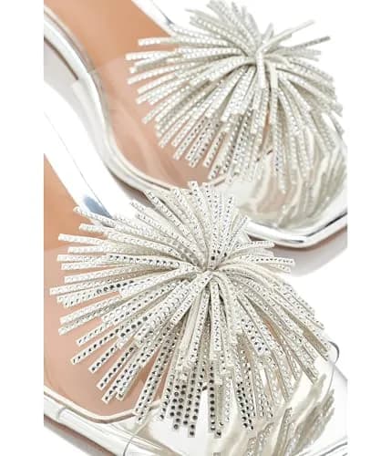 J. Reneé Ozara Slip On Sandals 10 Medium | Clear/Silver Heeled Slip-Ons for Women thumbnail 2