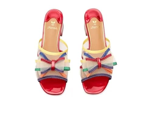J.Reneé Finola Slip-On Sandals 7.5 Medium | Bright Multi Mesh Square Toe with 1.5 Inch Block Heel thumbnail 2