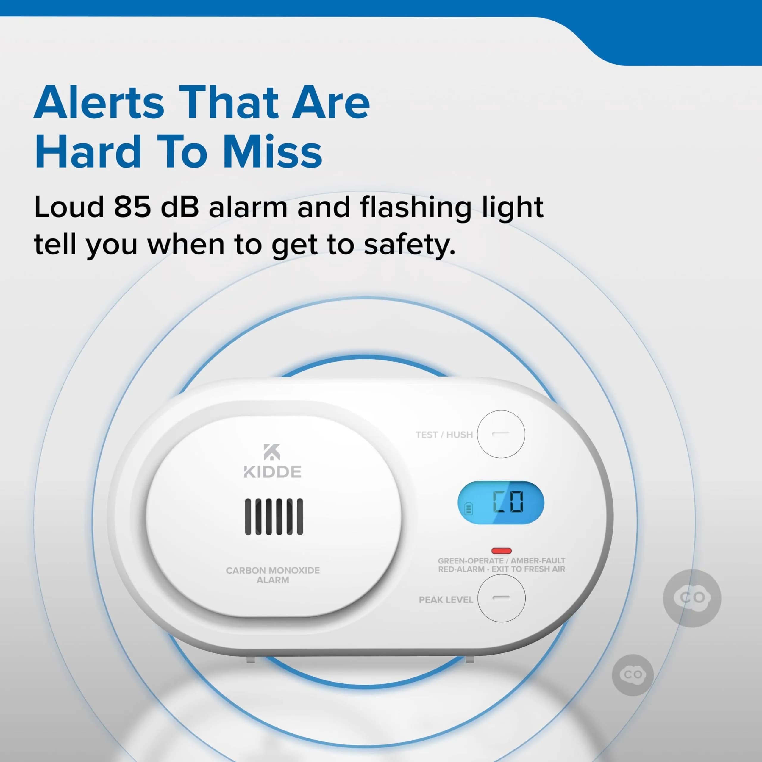 Kidde COBD Carbon Monoxide Detector | Battery-Powered, Digital Display, 85 dB Alarm - view 8