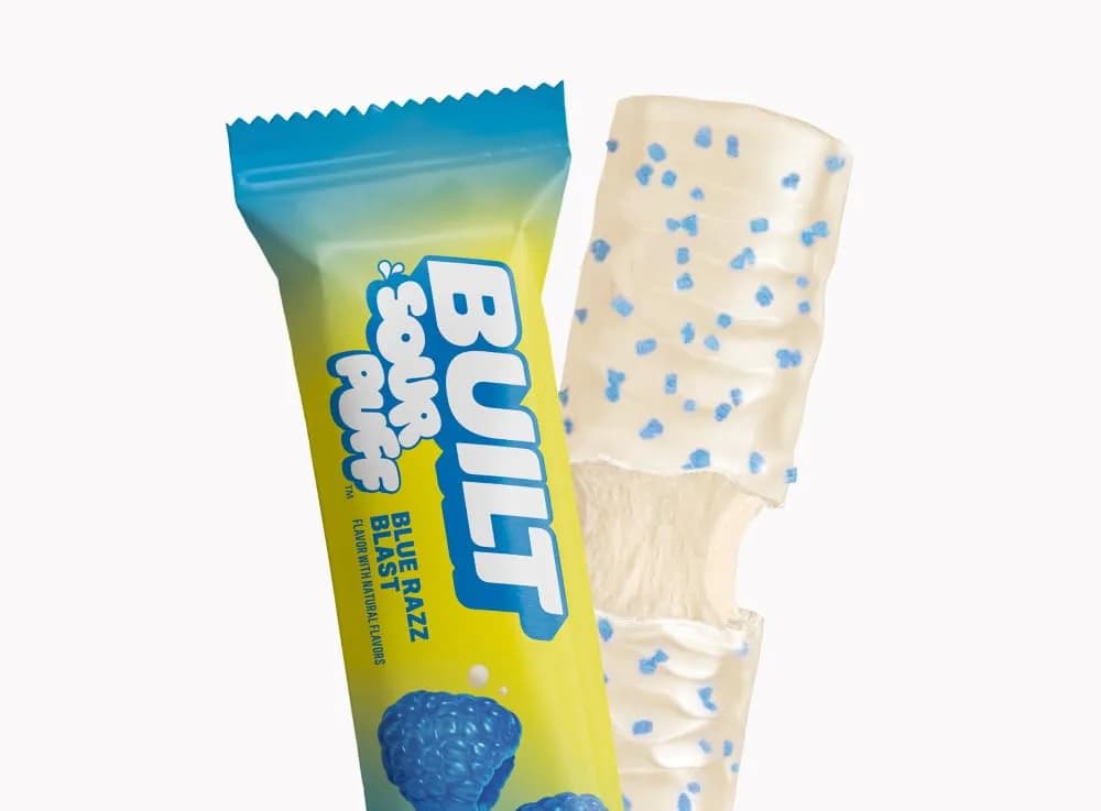 BUILT Sour Puff Protein Bar Blue Razz Blast 16g Protein 12 Count | High Protein Snack Bar for Energy - view 7
