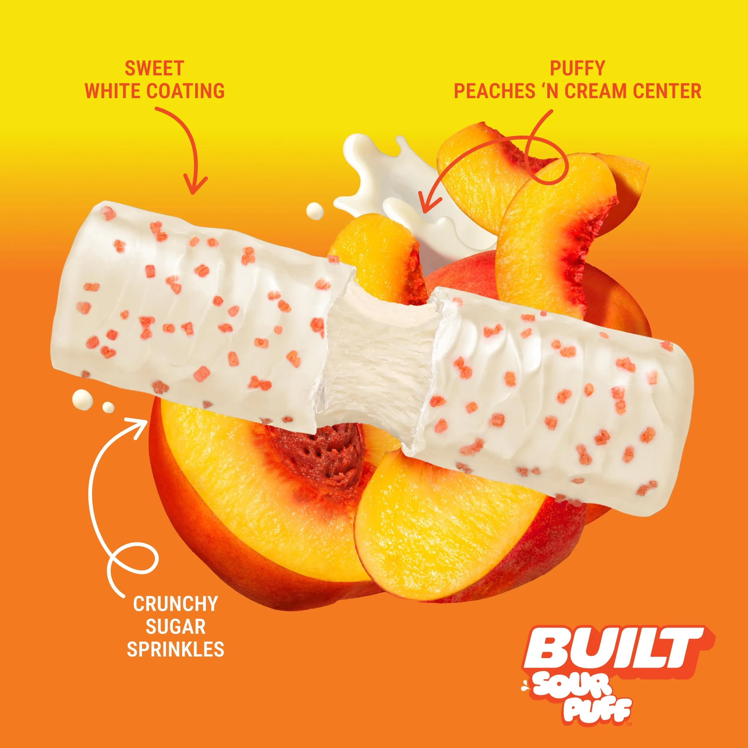 Built Bar Sour Puff Protein Bar Sweet Peach Punch 16g Protein 12 Bars | High Protein Snack Bar - view 2