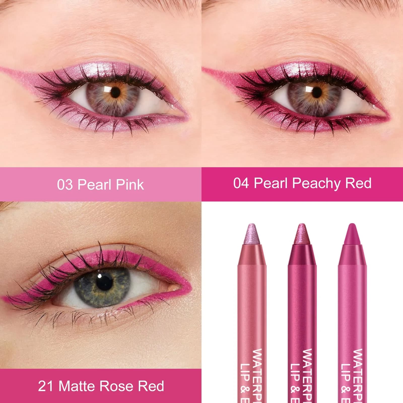 Ownest 3 Colors Gel Eyeliner Pencil Kit | Matte & Shimmer Pink Eyeliner for Women - view 2