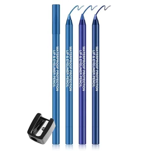 Ownest Blue Matte Shimmer Gel Eyeliner Pencil Kit 3pcs | Waterproof & Smudge-Proof for All Skin Tones — 3pcs, Matte+Shimmer Blue