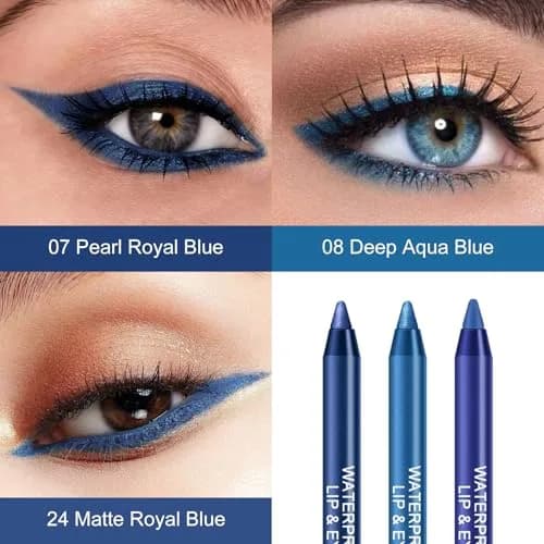 Ownest Blue Matte Shimmer Gel Eyeliner Pencil Kit 3pcs | Waterproof & Smudge-Proof for All Skin Tones thumbnail 2