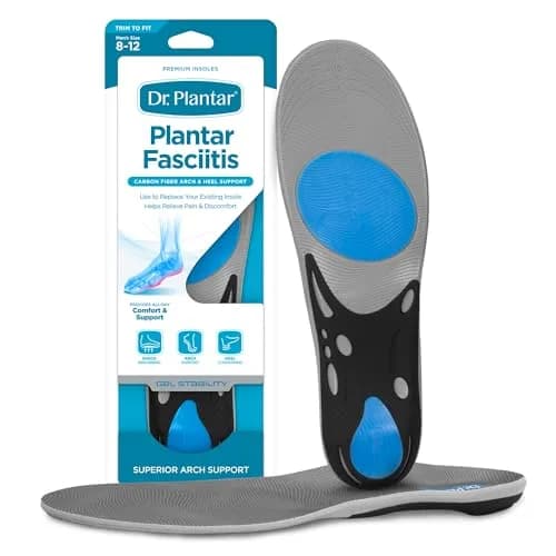 Dr. Plantar Insoles for Men | Arch Support, Heel Cushion, Memory Foam, Gel Stabilizers, Sizes 8-12 thumbnail 1